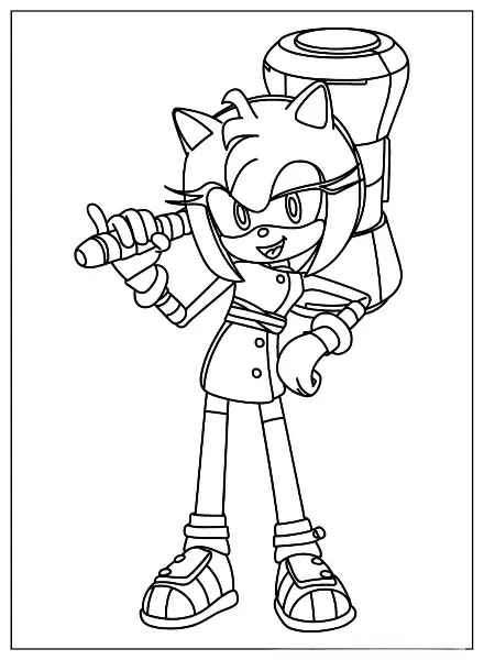 Amy Rose In Sonic 3 kleurplaat