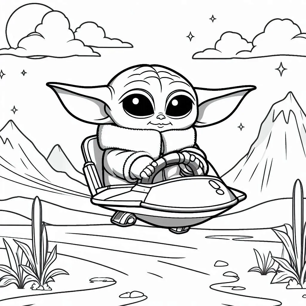 Baby Yoda kleurplaat Star Wars