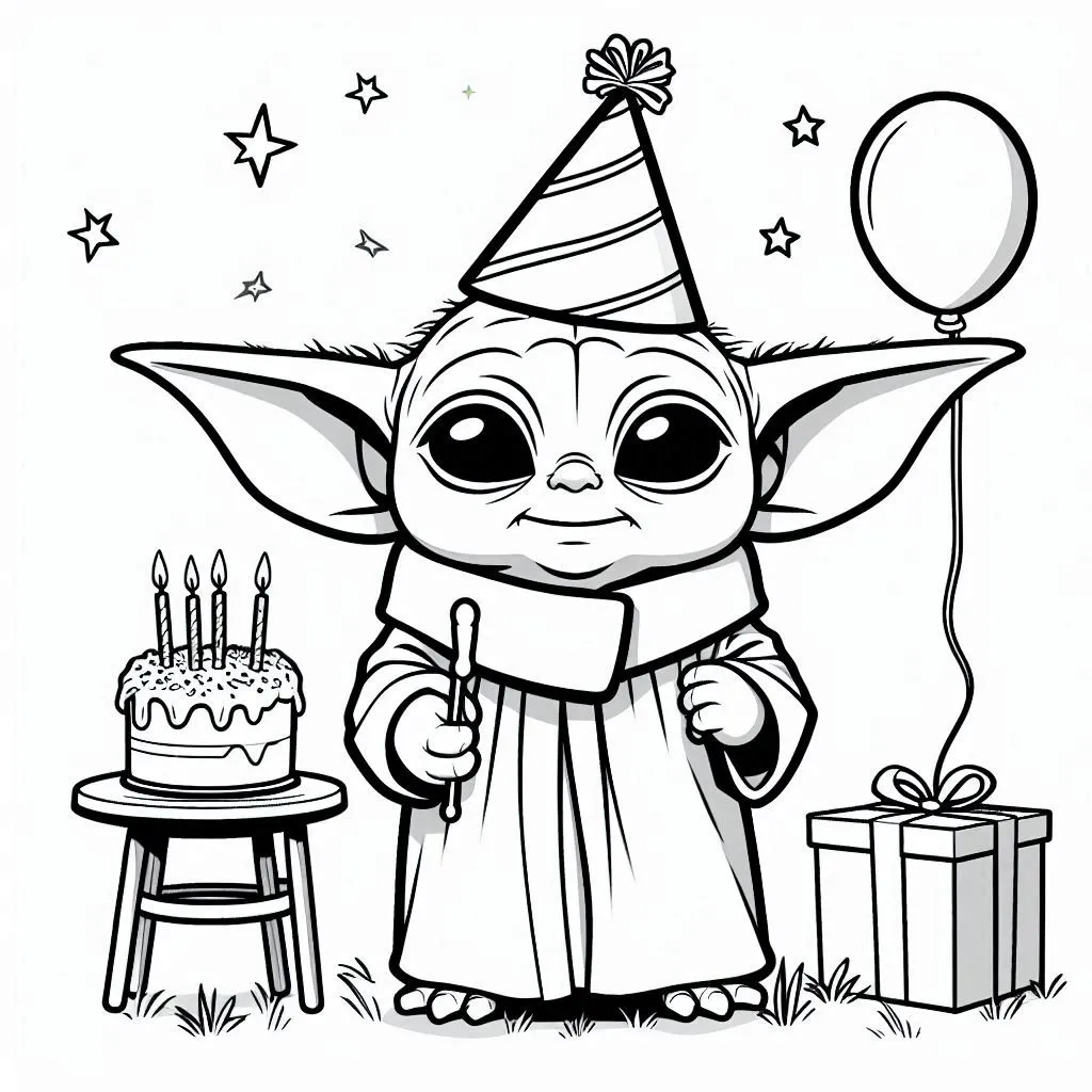 Baby Yoda kleurplaat gratis printen