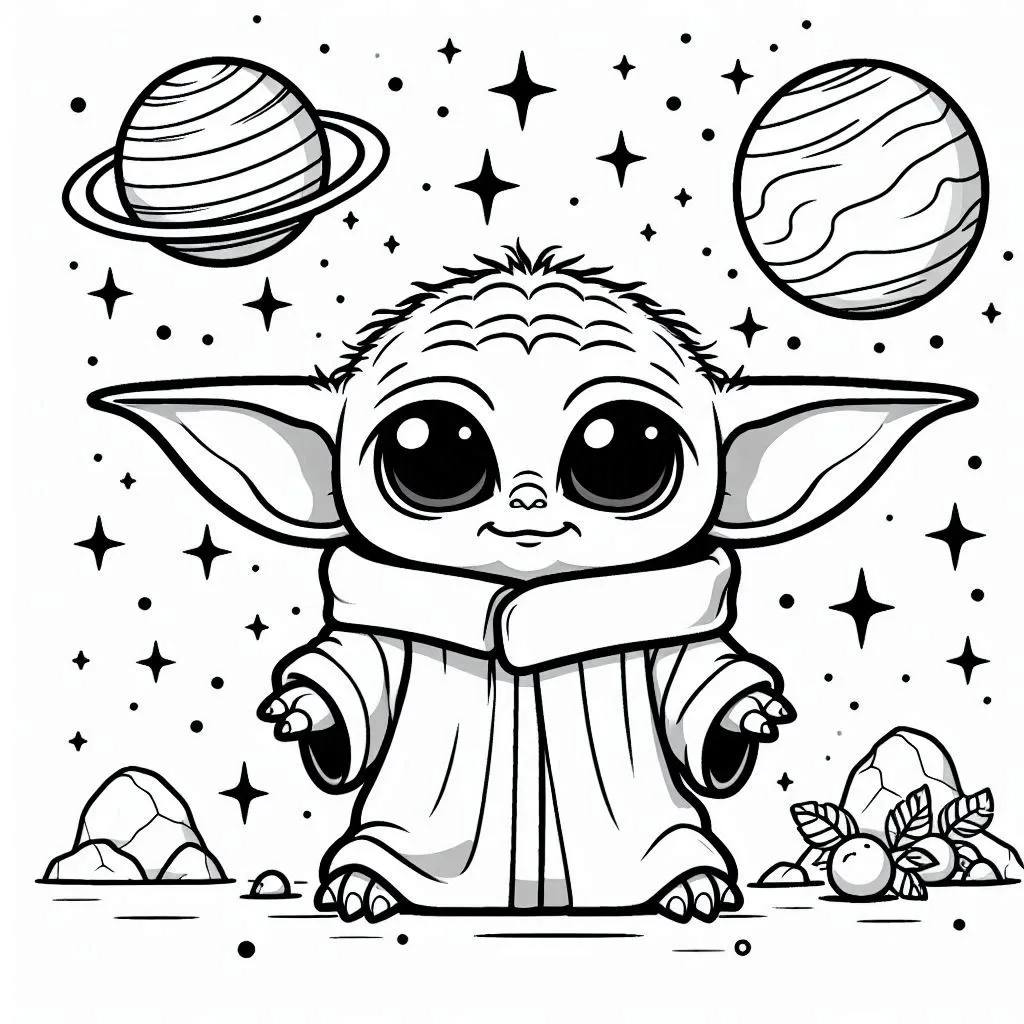 Baby Yoda kleurplaten gratis