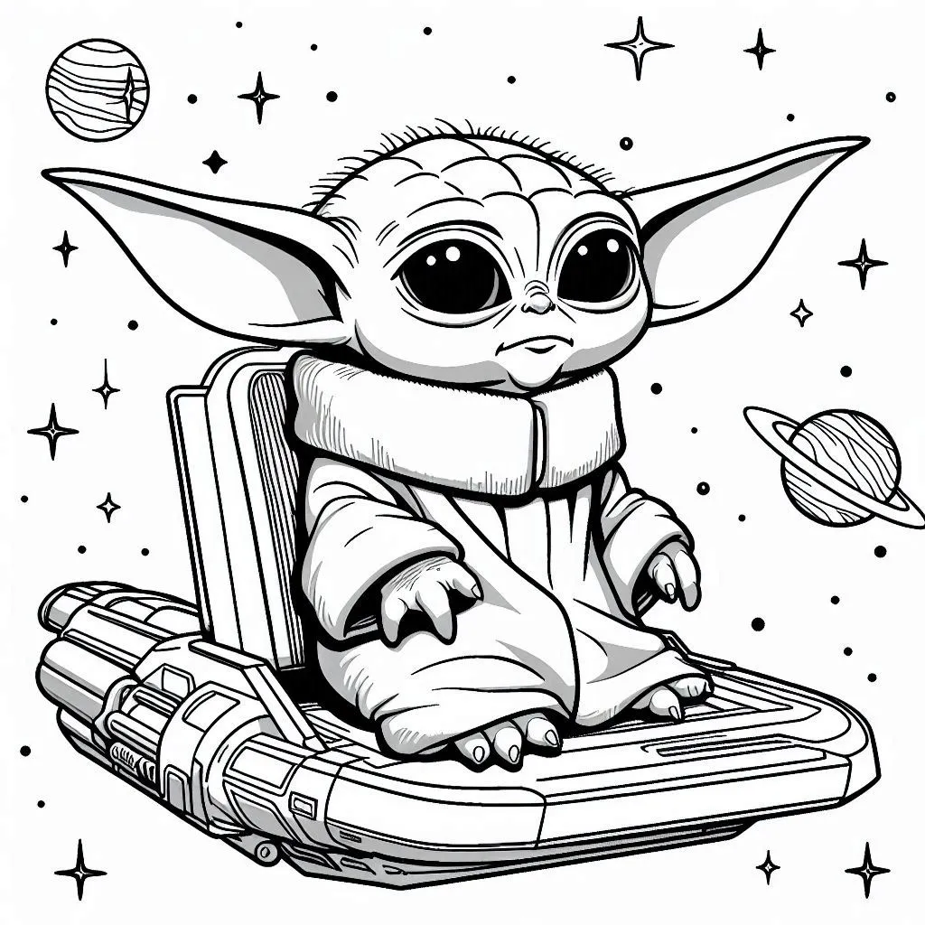 Baby Yoda kleurplaten kinderen