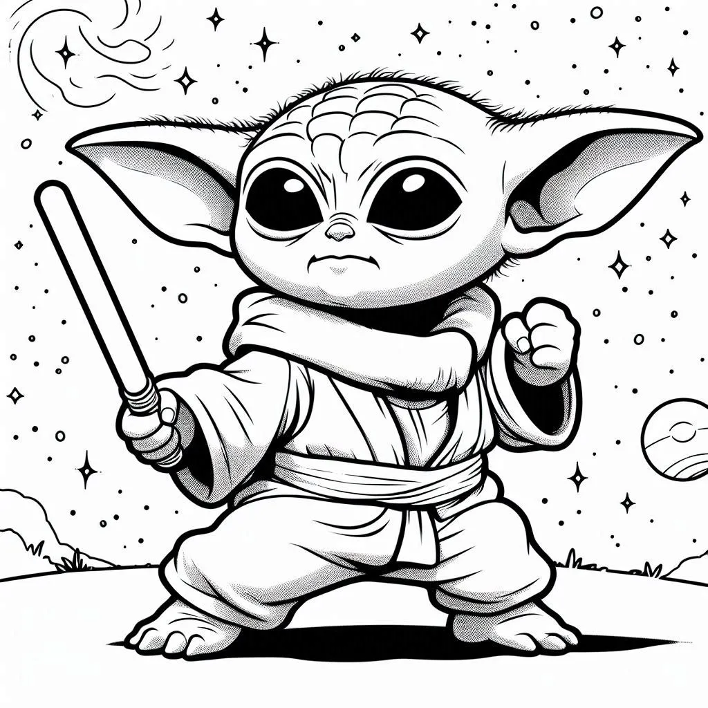 Baby Yoda kleurplaten online