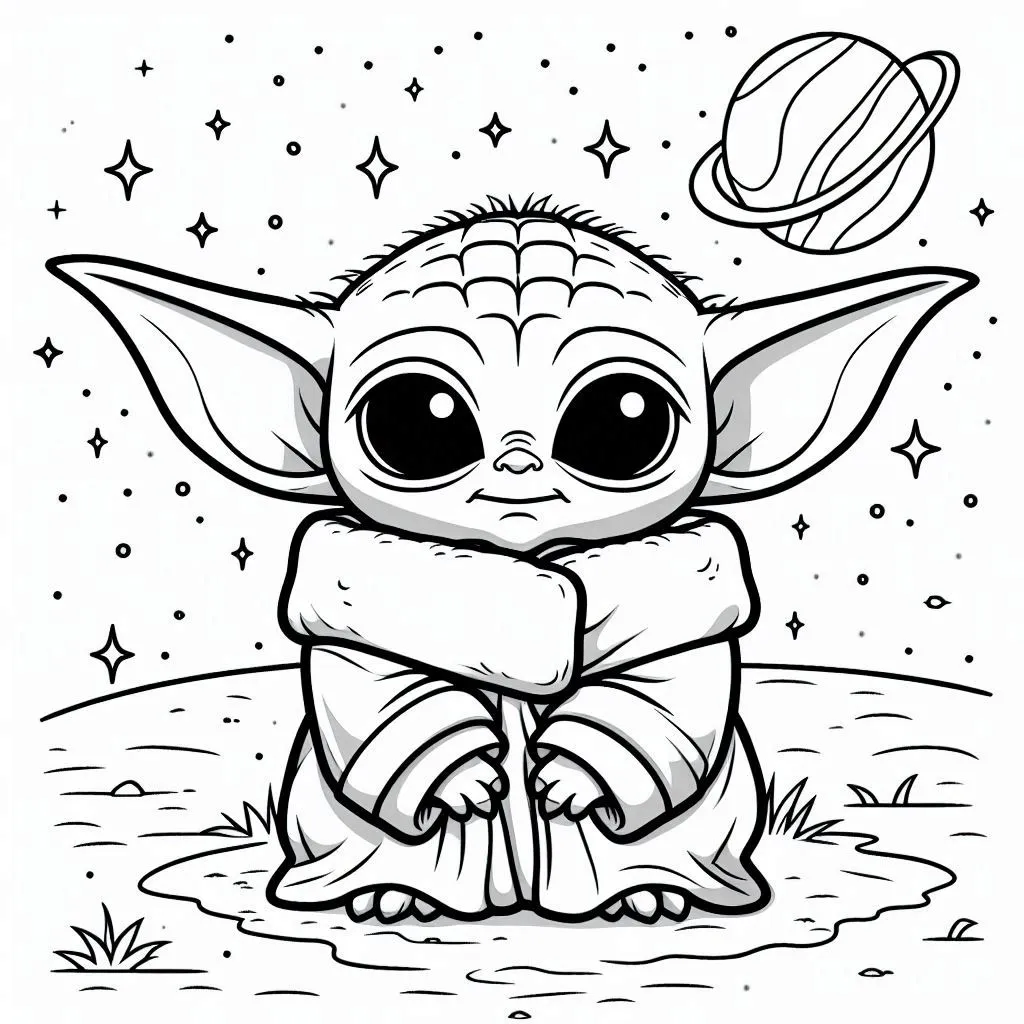 Baby Yoda kleurplaten printen