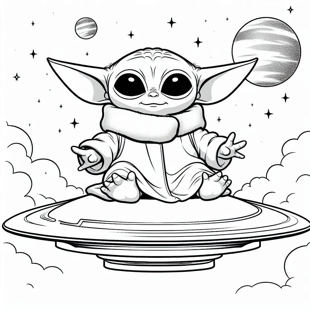 Baby Yoda kleurplaten uniek