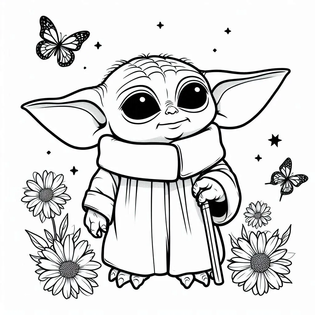 Baby Yoda kleurplaten voor kleuters