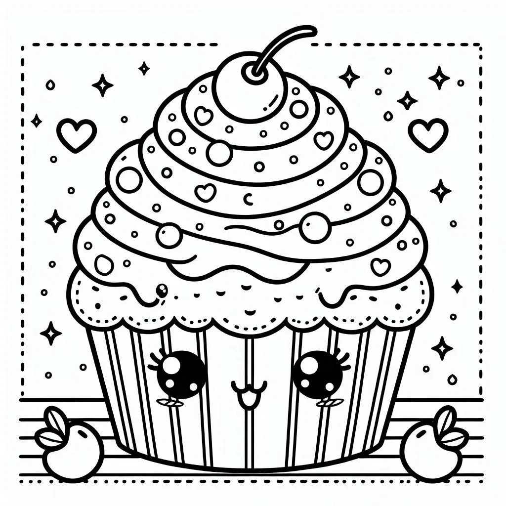 Cupcake kleurplaat gratis