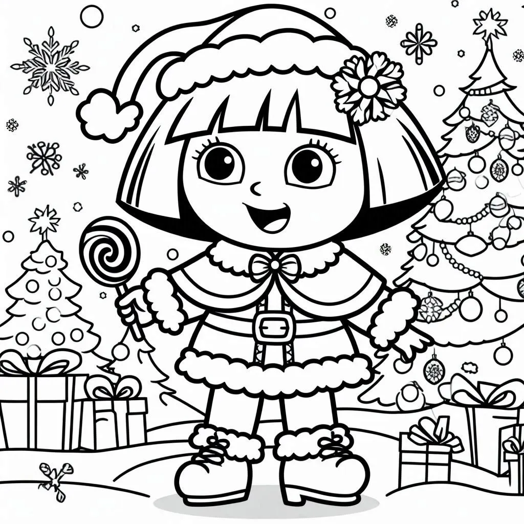 Dora Márquez Kerstmis kleurplaat print