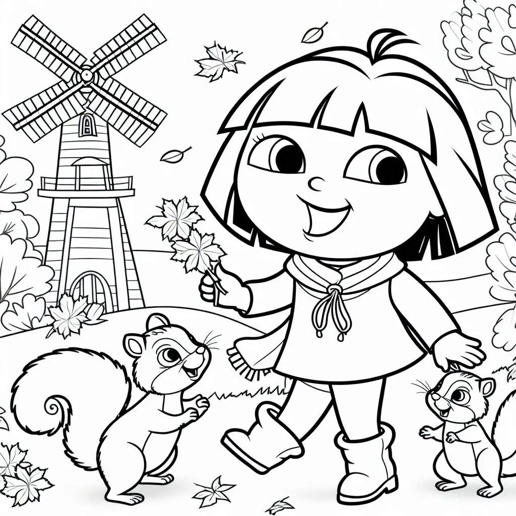 Dora en Swiper kleurplaat