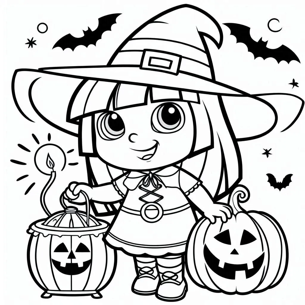 Dora kleurplaat voor halloween