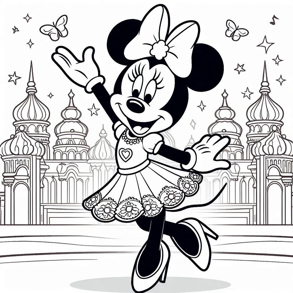 Downloadbare Minnie Mouse kleurplaat