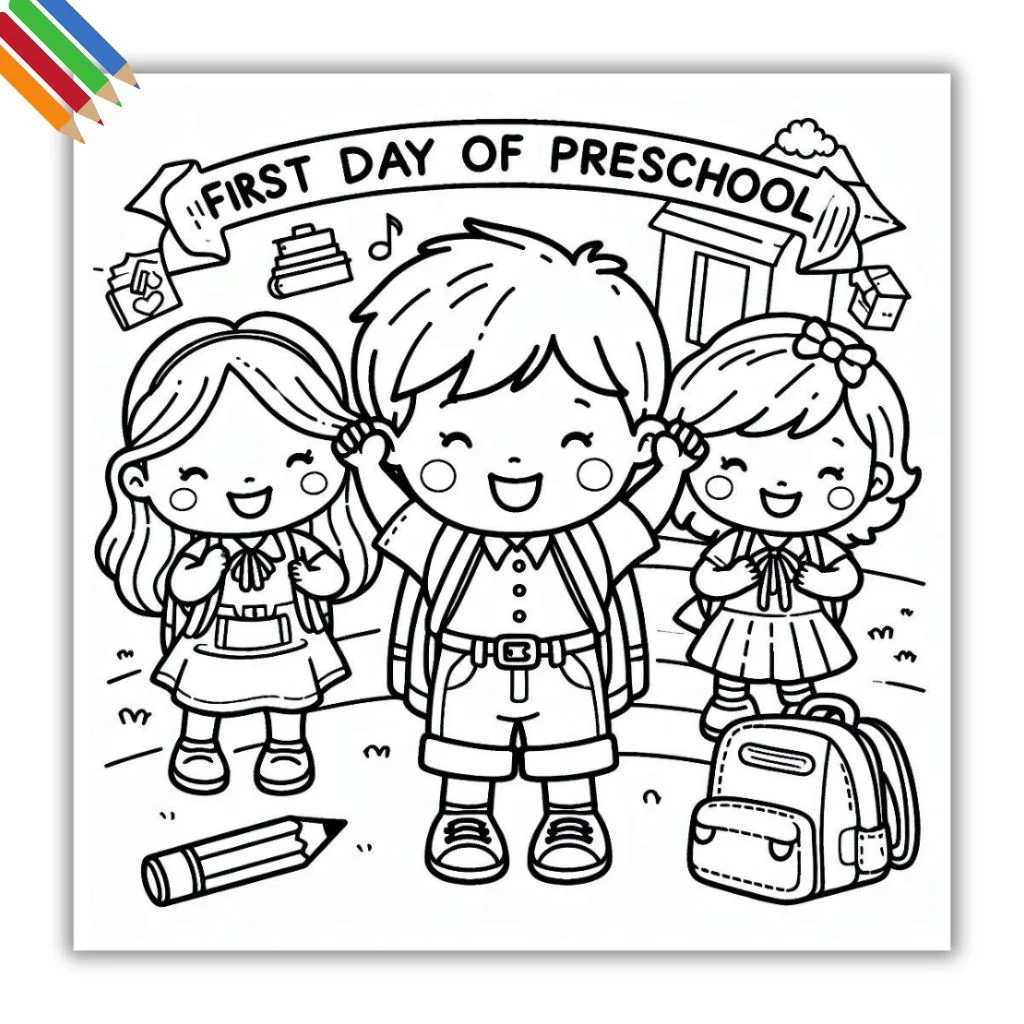 15 First day of preschool coloring pages free printables PDF