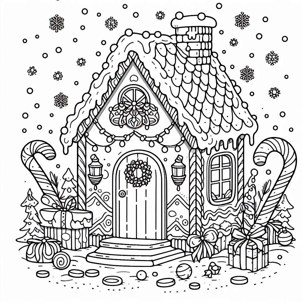 Kerst Kleurplaat – Peperkoek huis2