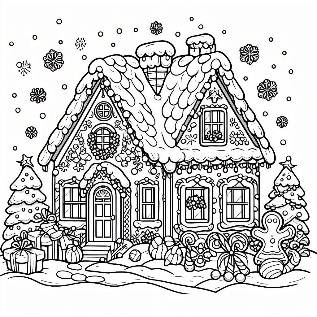 Kerst Kleurplaat – Peperkoek huis3