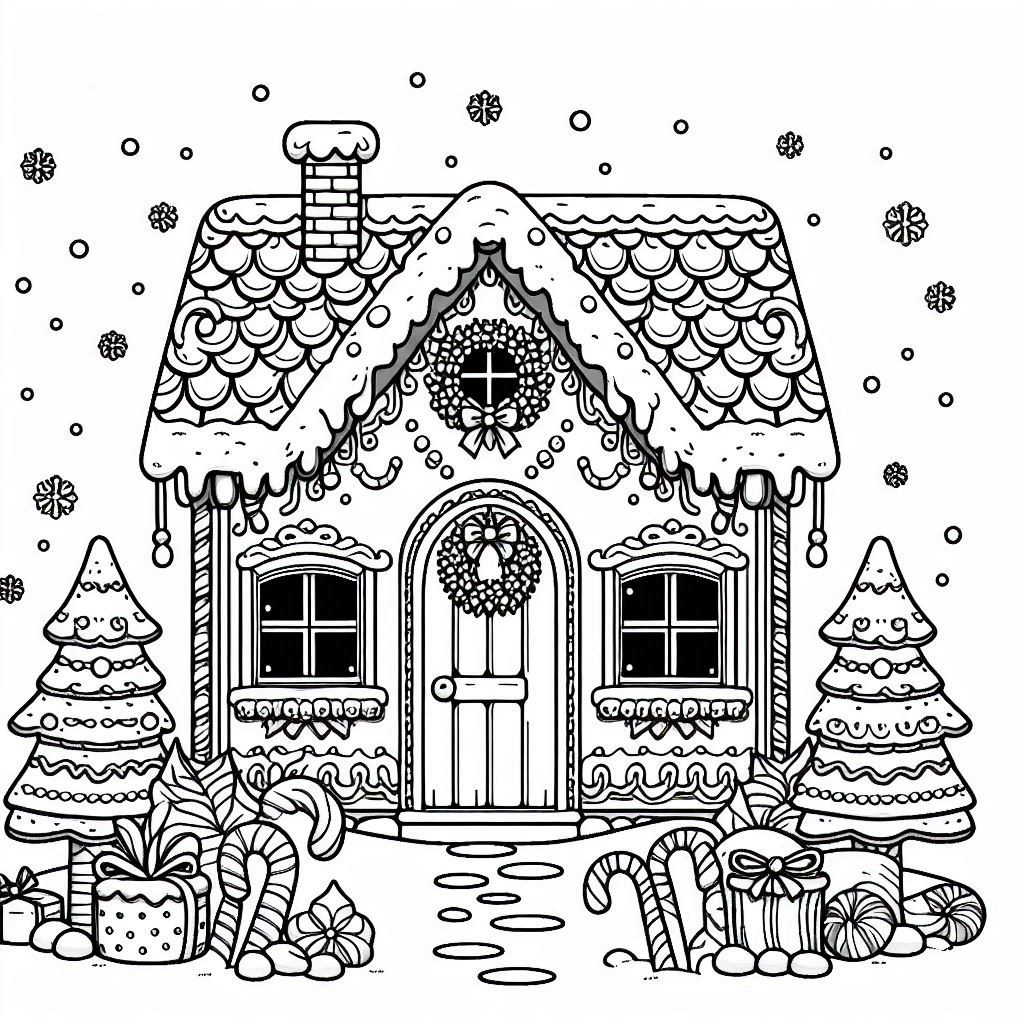 Kerst Kleurplaat – Peperkoek huis4