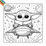 Kleurplaat Baby Yoda thumbnail