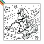 Kleurplaat Mario kart thumbnail