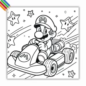 Kleurplaat Mario kart