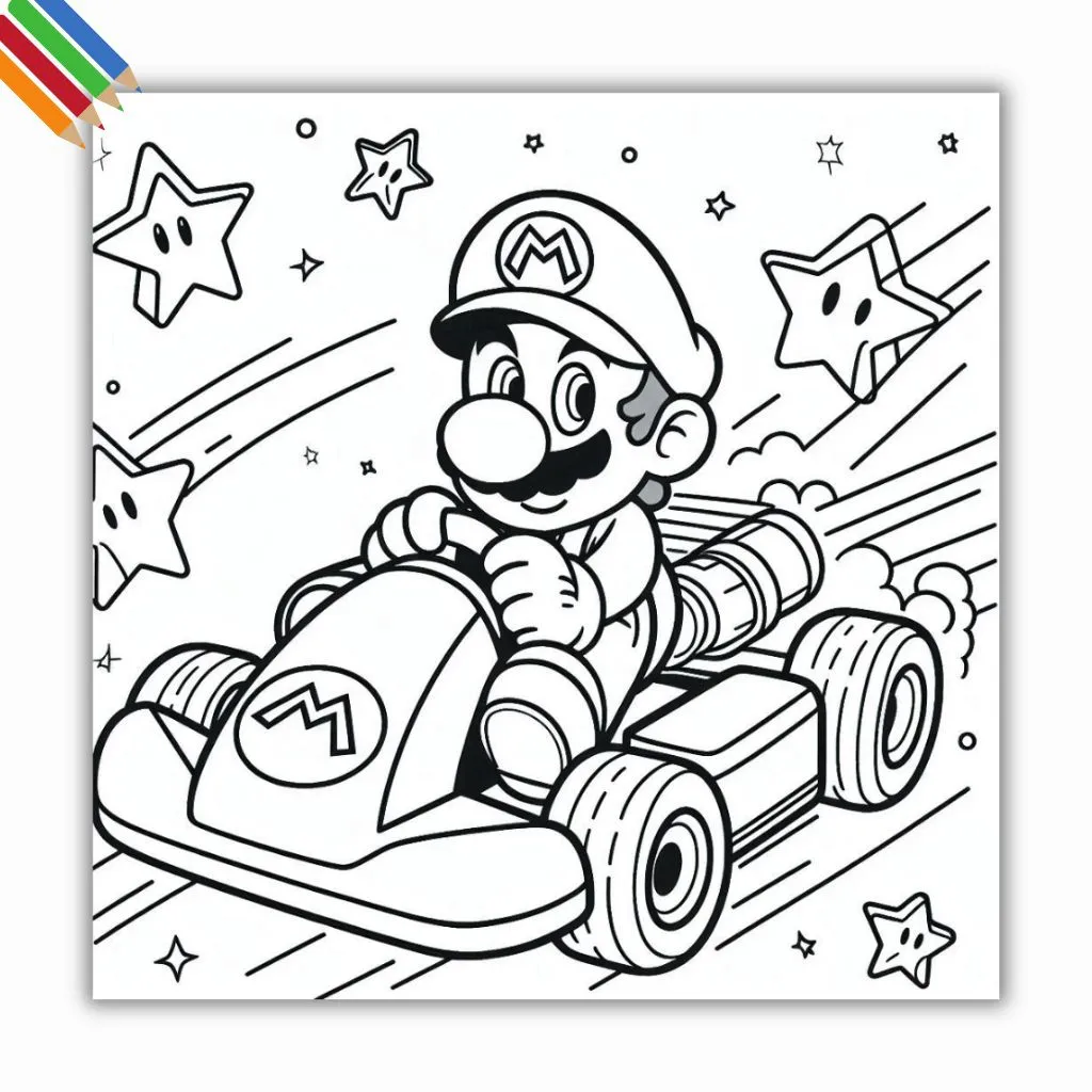 30+ Dibujos de Mario Kart para colorear | Kleur-v-Kind