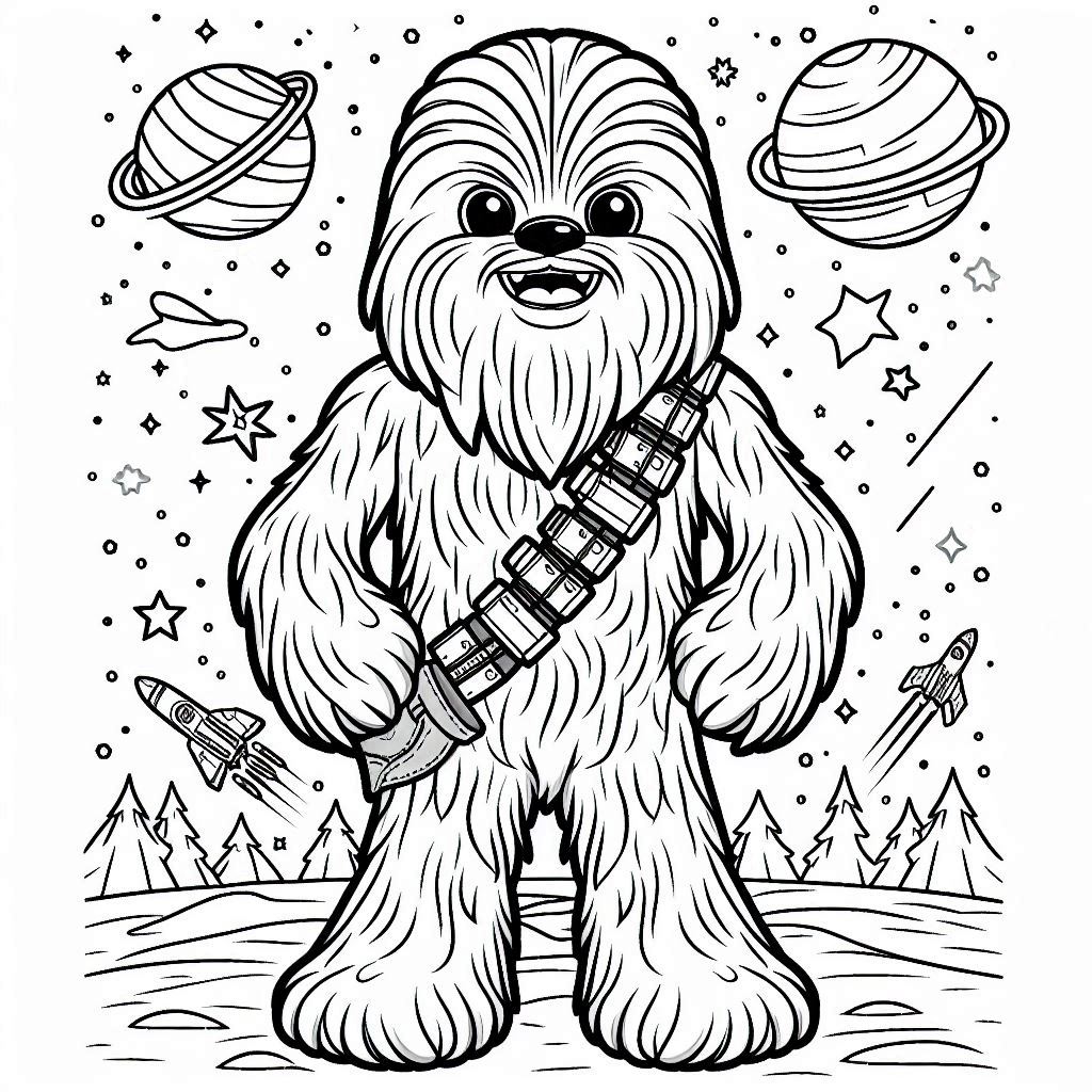 Kleurplaat Star Wars – Chewbacca2