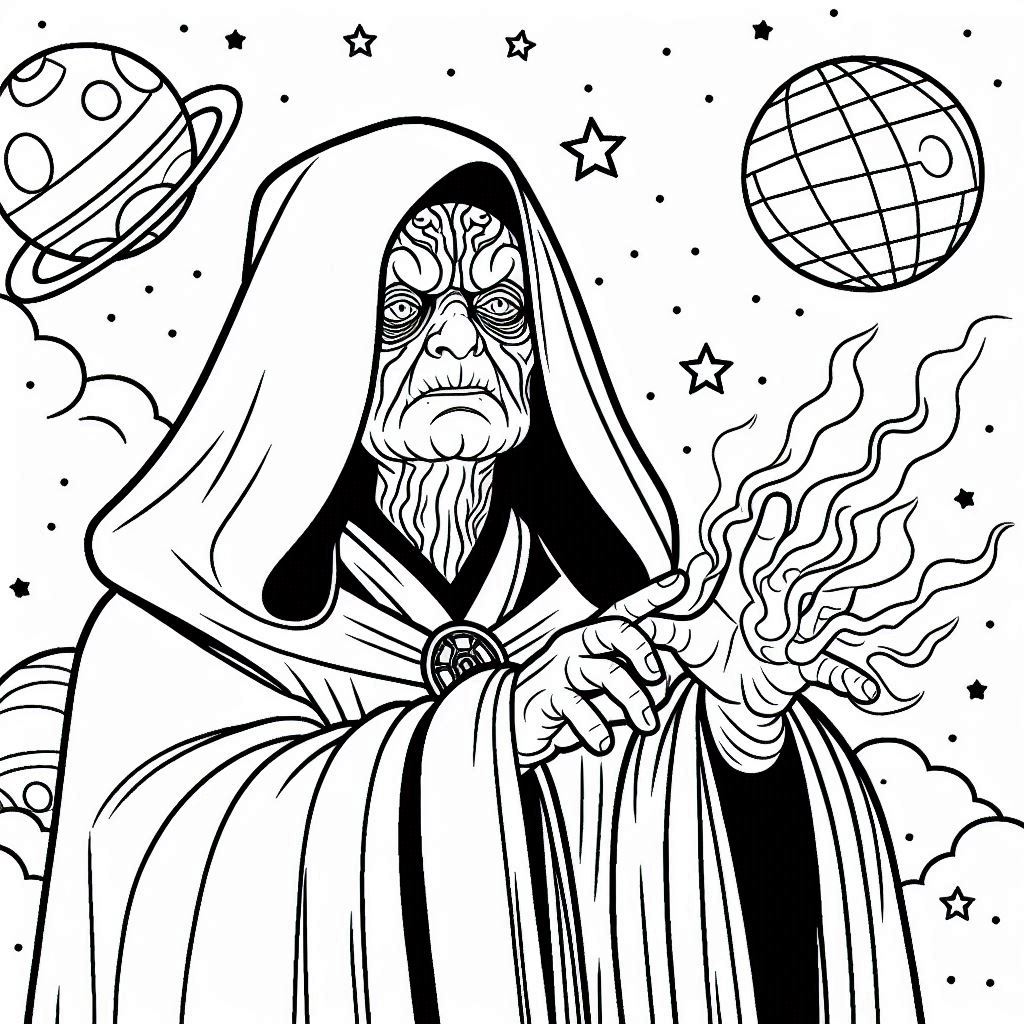 Kleurplaat Star Wars – Emperor Palpatine (Darth Sidious)4