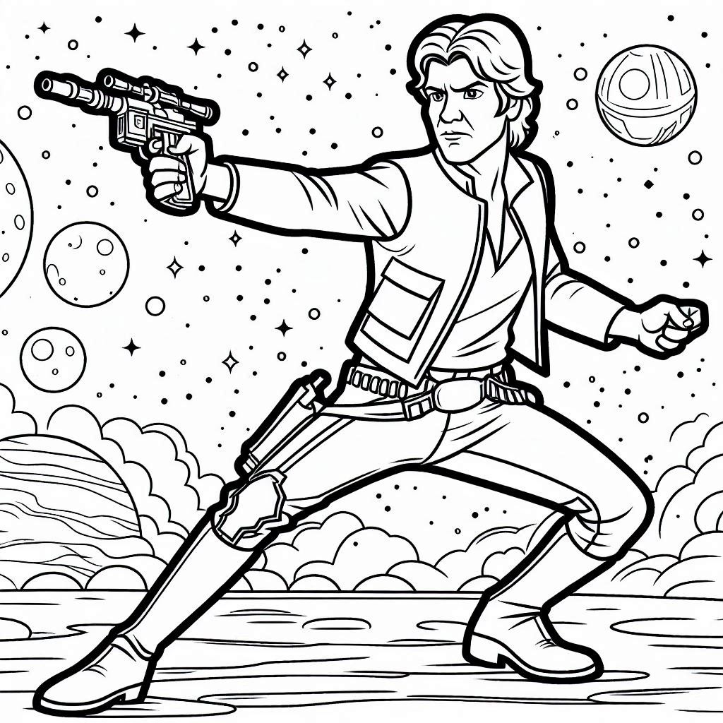 Kleurplaat Star Wars – Han Solo2