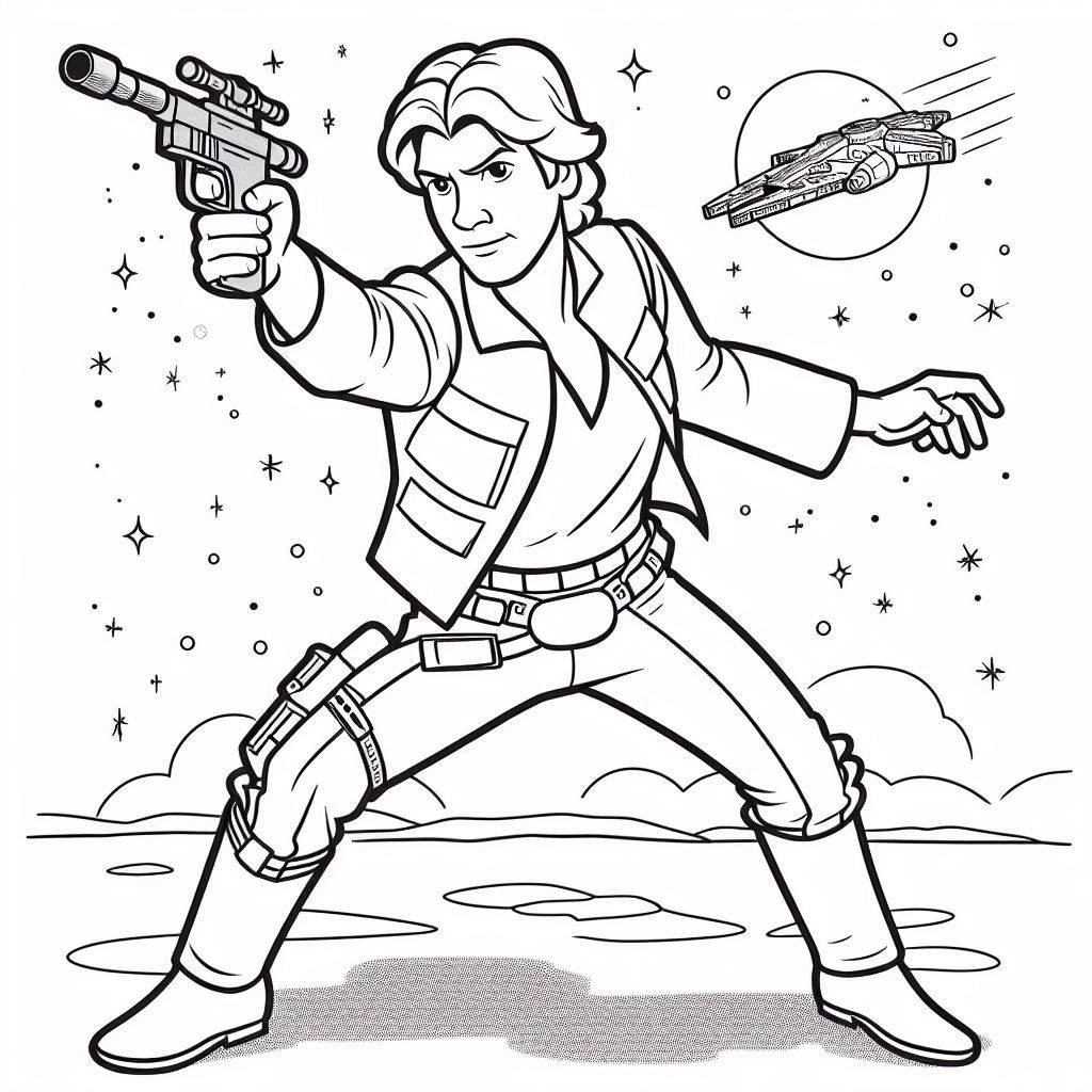 Kleurplaat Star Wars – Han Solo6