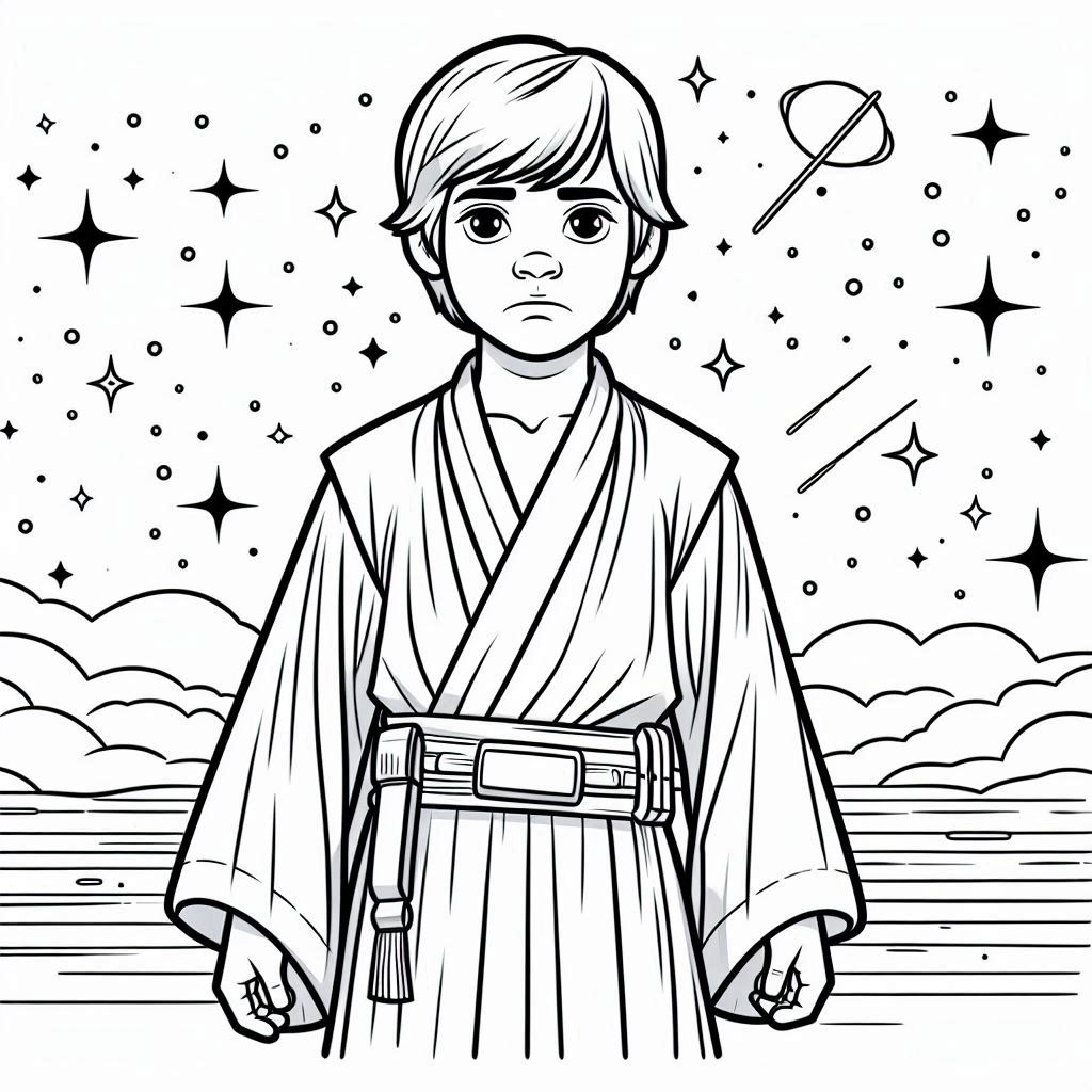 Kleurplaat Star Wars – Luke Skywalker2