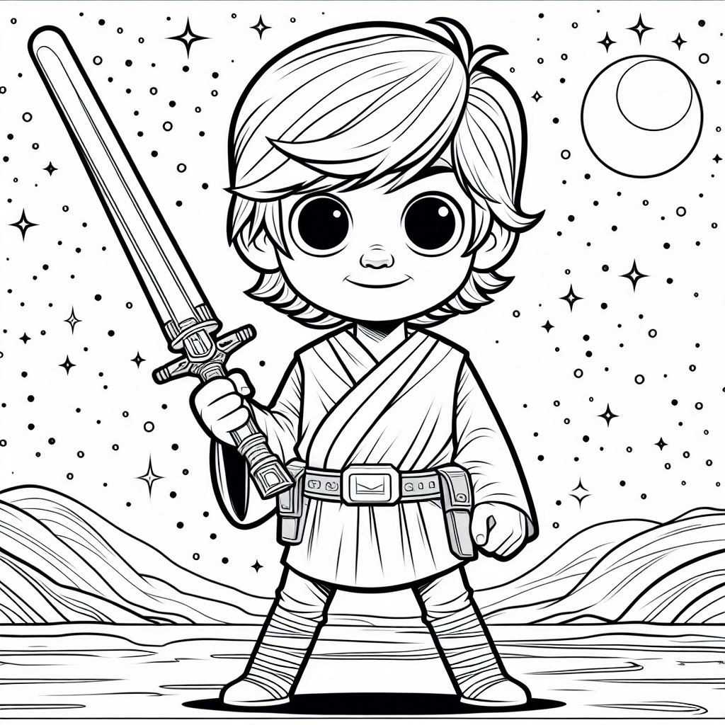 Kleurplaat Star Wars – Luke Skywalker6