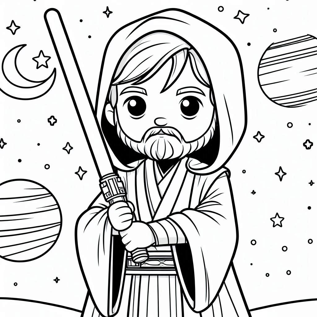 Kleurplaat Star Wars – Obi Wan Kenobi1