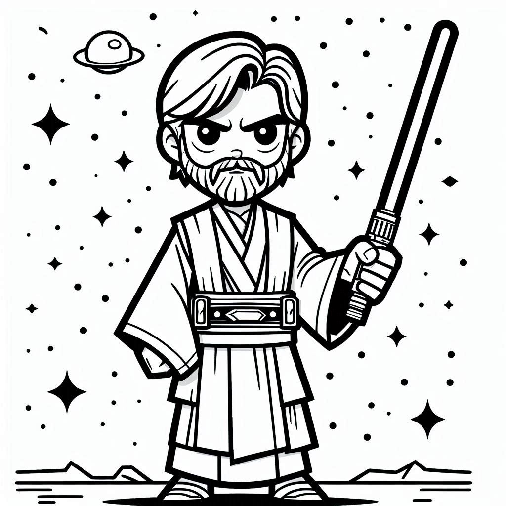 Kleurplaat Star Wars – Obi Wan Kenobi3