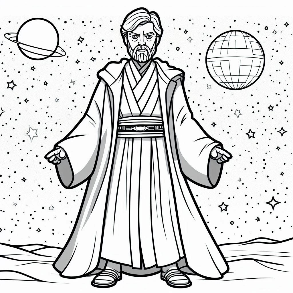 Kleurplaat Star Wars – Obi Wan Kenobi4