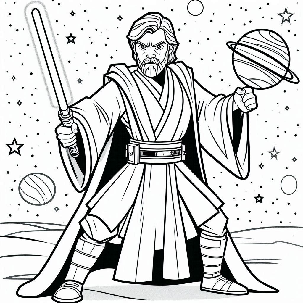 Kleurplaat Star Wars – Obi Wan Kenobi7