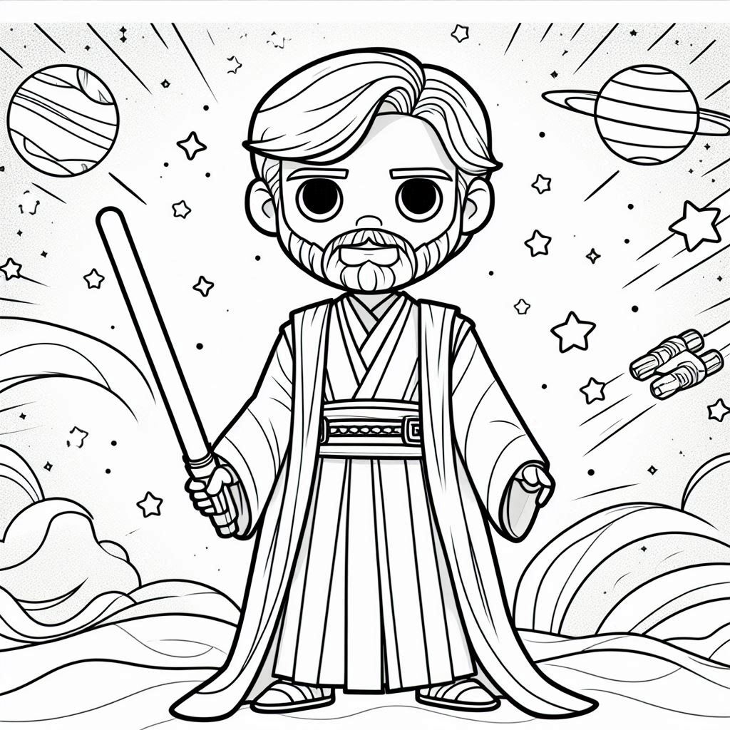 Kleurplaat Star Wars – Obi Wan Kenobi9