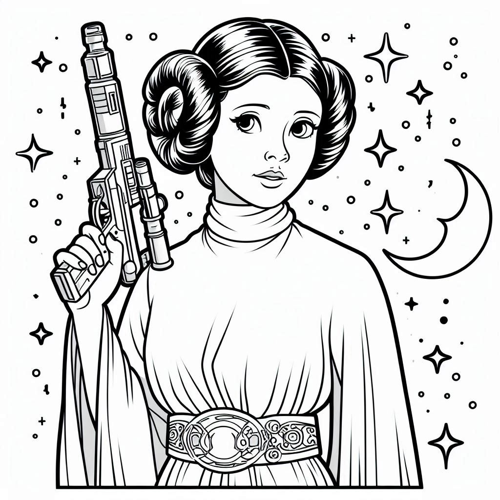 Kleurplaat Star Wars – Princess Leia Organa1