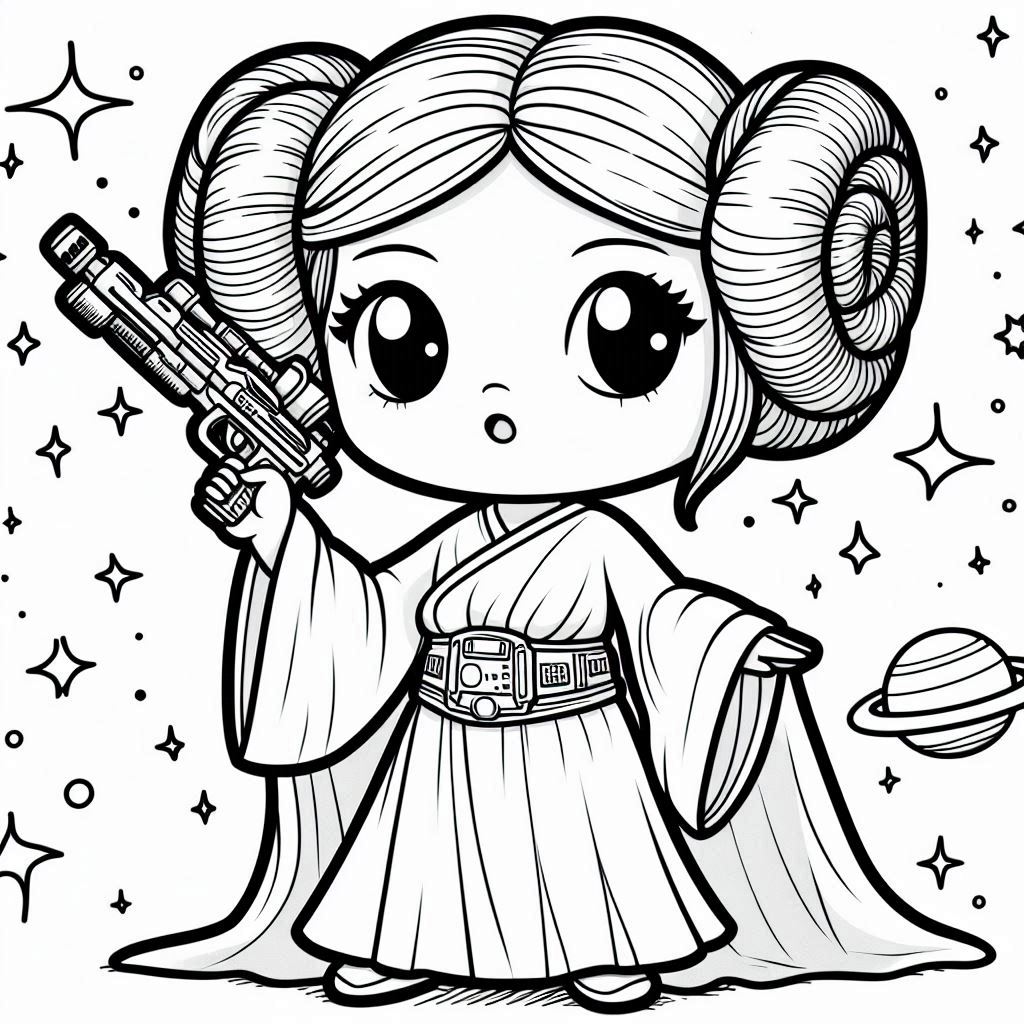 Kleurplaat Star Wars – Princess Leia Organa2