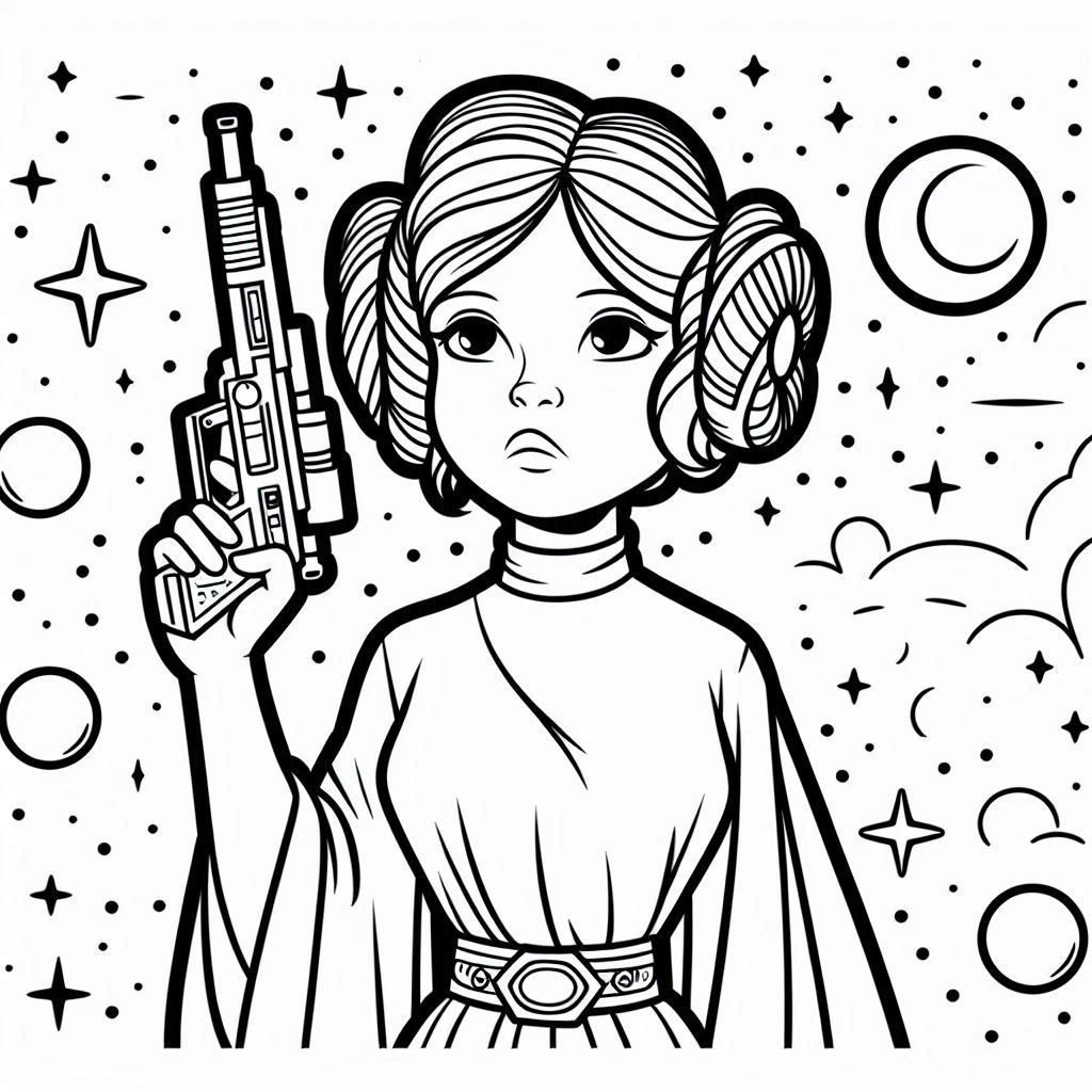 Kleurplaat Star Wars – Princess Leia Organa3