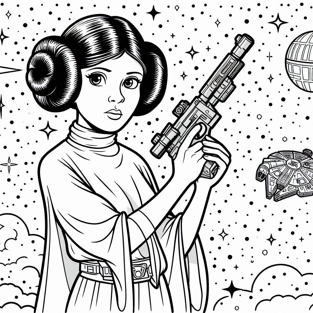 Kleurplaat Star Wars – Princess Leia Organa4