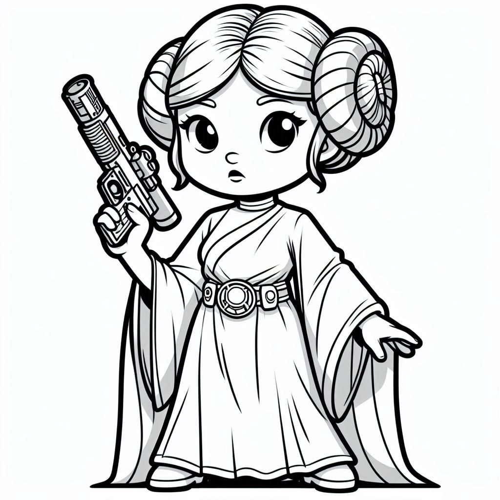 Kleurplaat Star Wars – Princess Leia Organa5