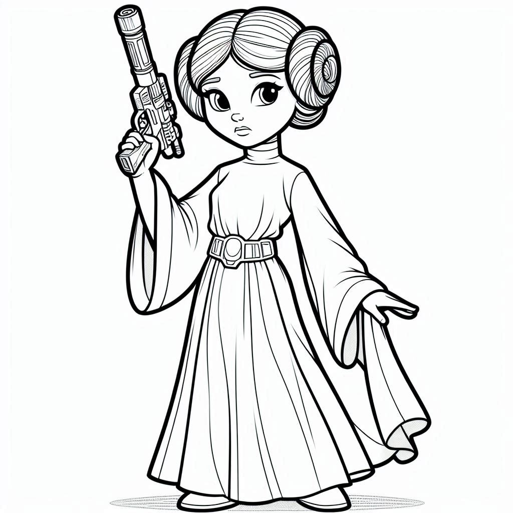 Kleurplaat Star Wars – Princess Leia Organa6