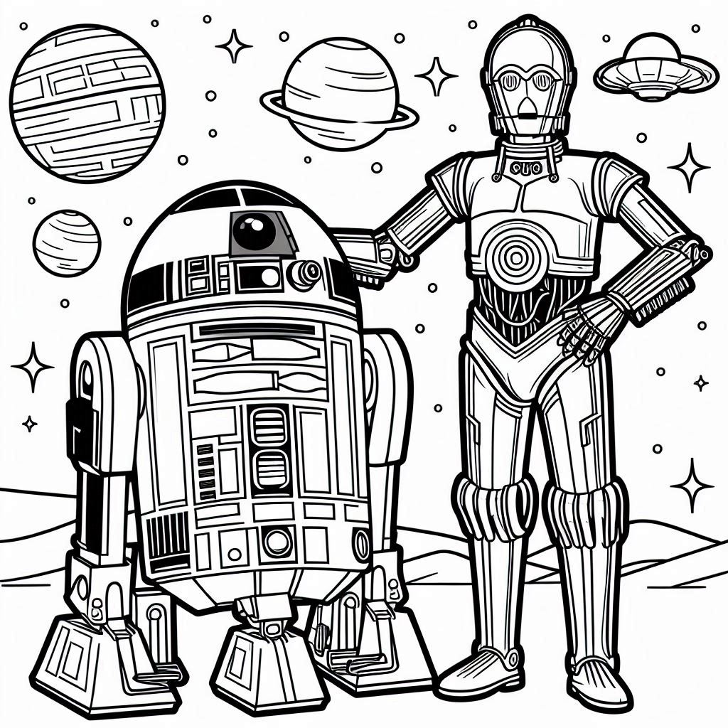 Kleurplaat Star Wars – R2 D2 and C 3PO1