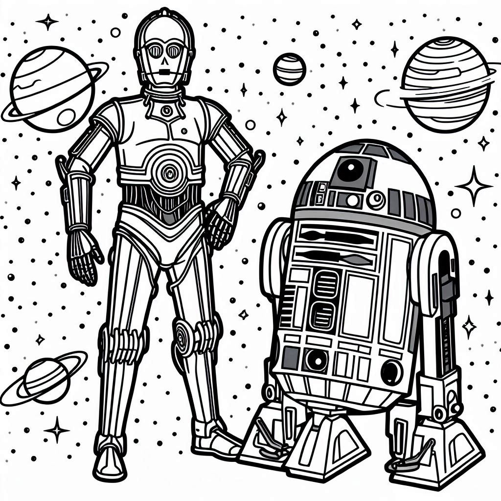 Kleurplaat Star Wars – R2 D2 and C 3PO2