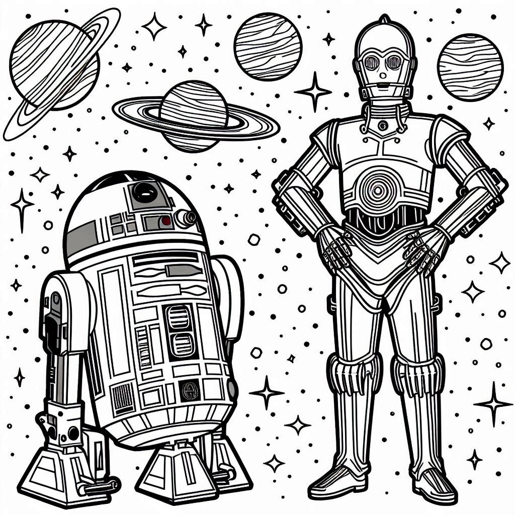 Kleurplaat Star Wars – R2 D2 and C 3PO5