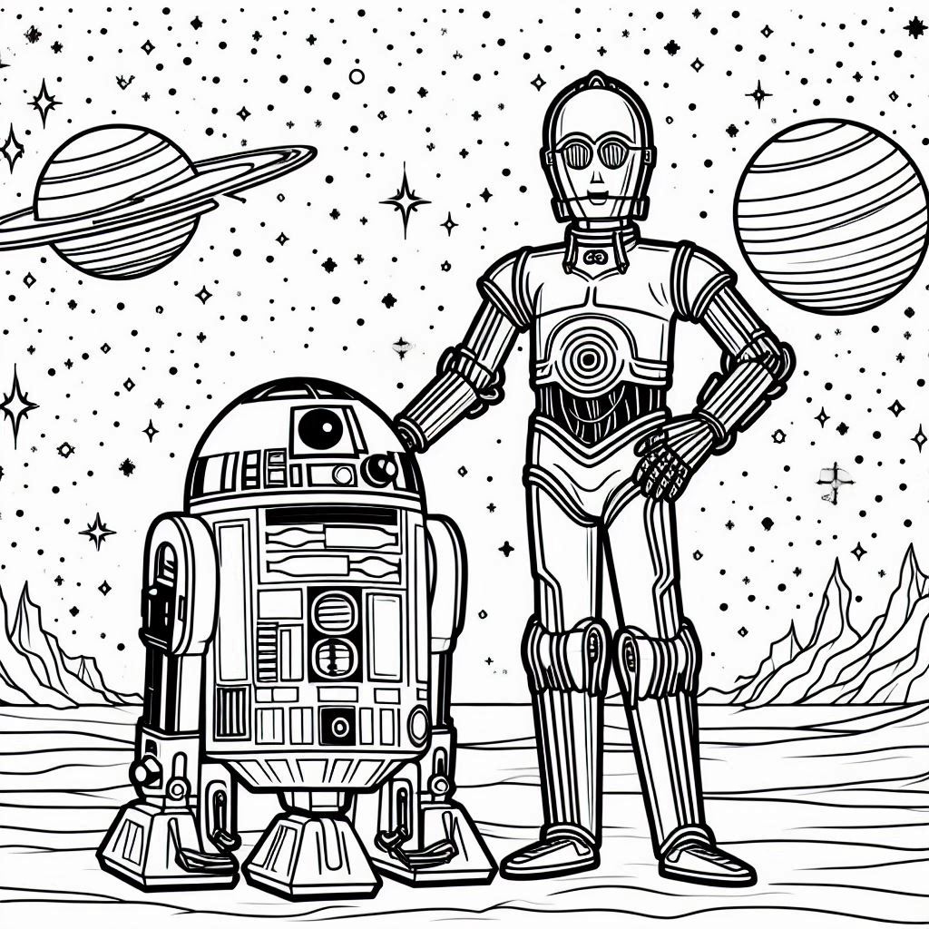 Kleurplaat Star Wars – R2 D2 and C 3PO6