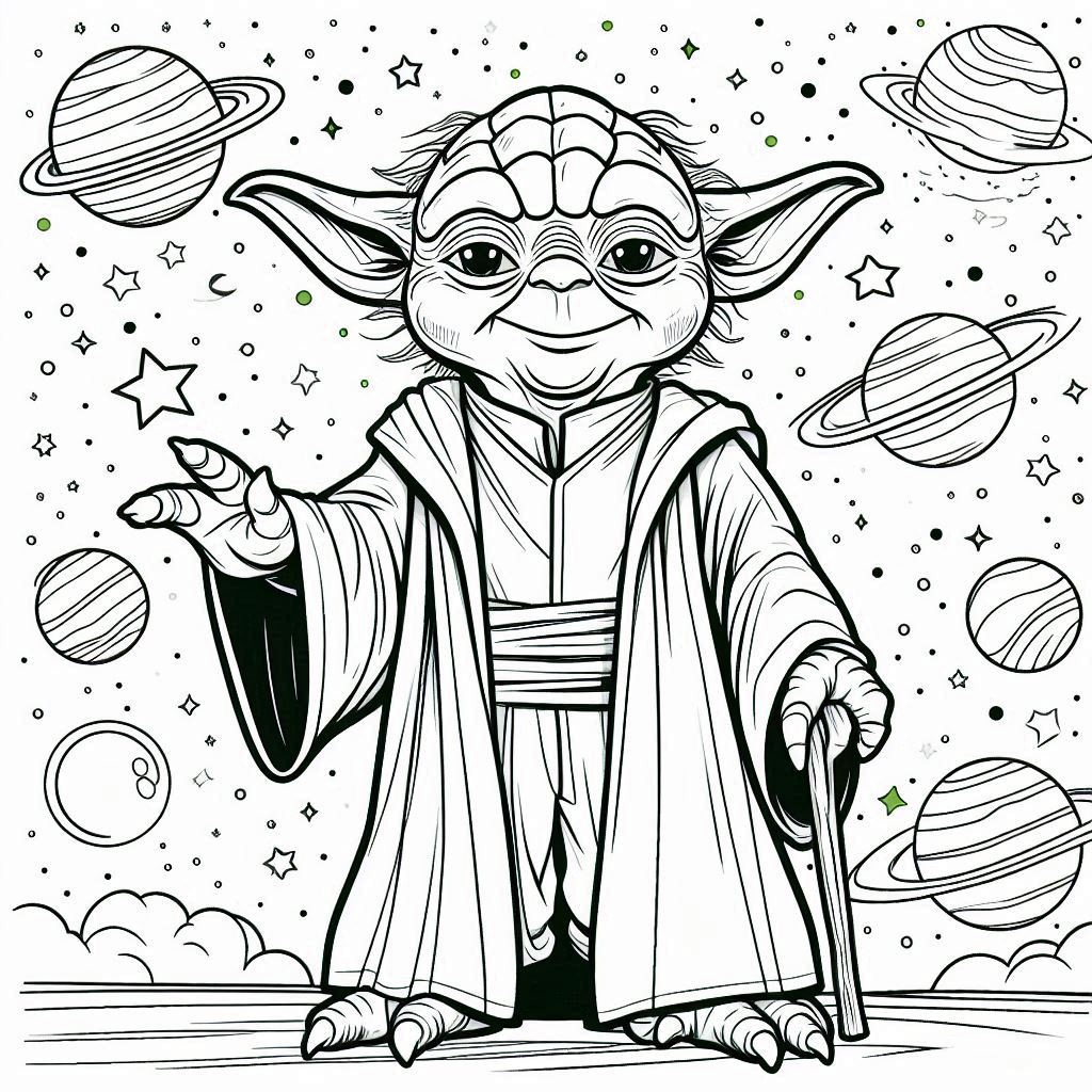 Kleurplaat Star Wars – Yoda1