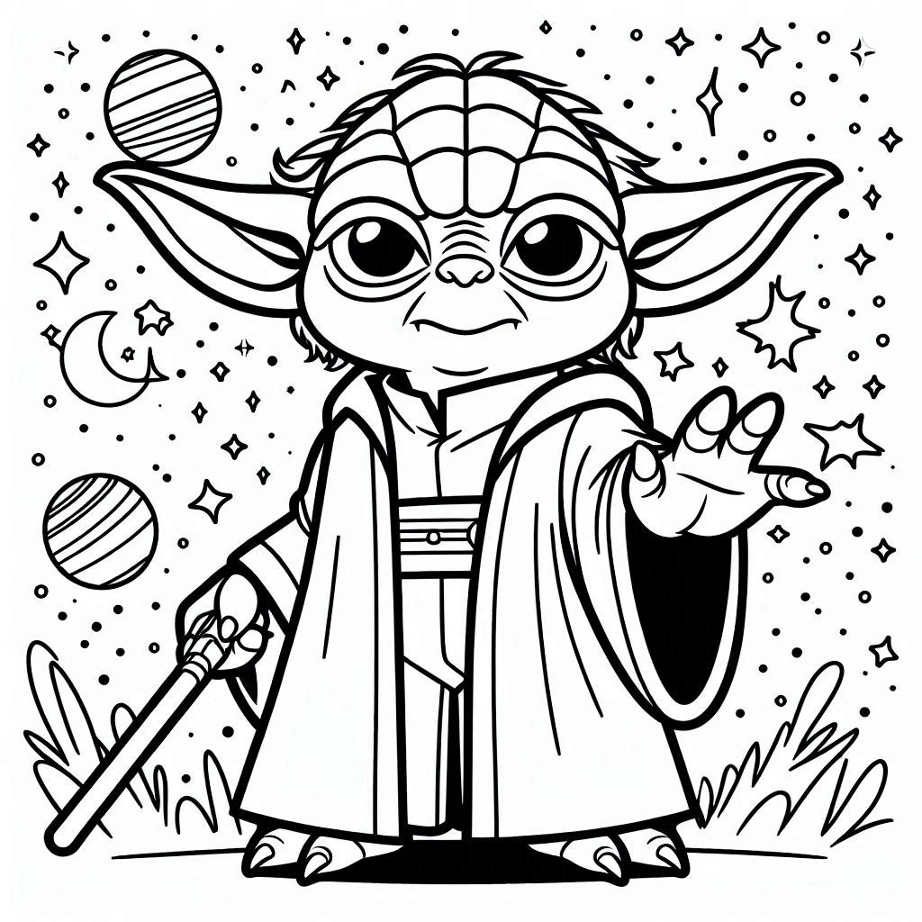 Kleurplaat Star Wars – Yoda4