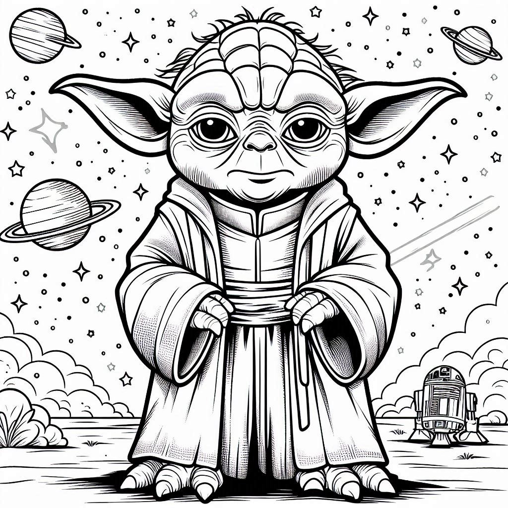 Kleurplaat Star Wars – Yoda5