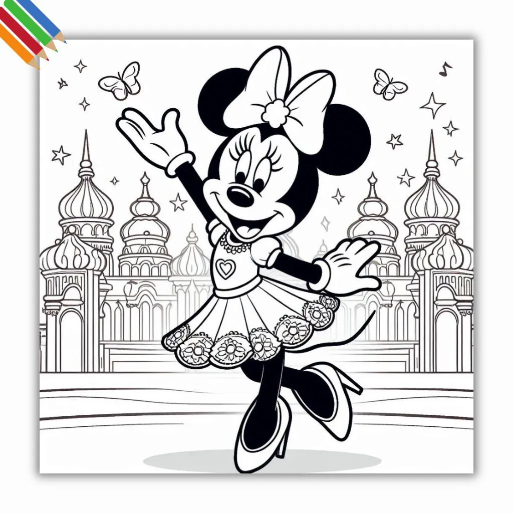 Kleurplaat Minnie Mouse thumbnail