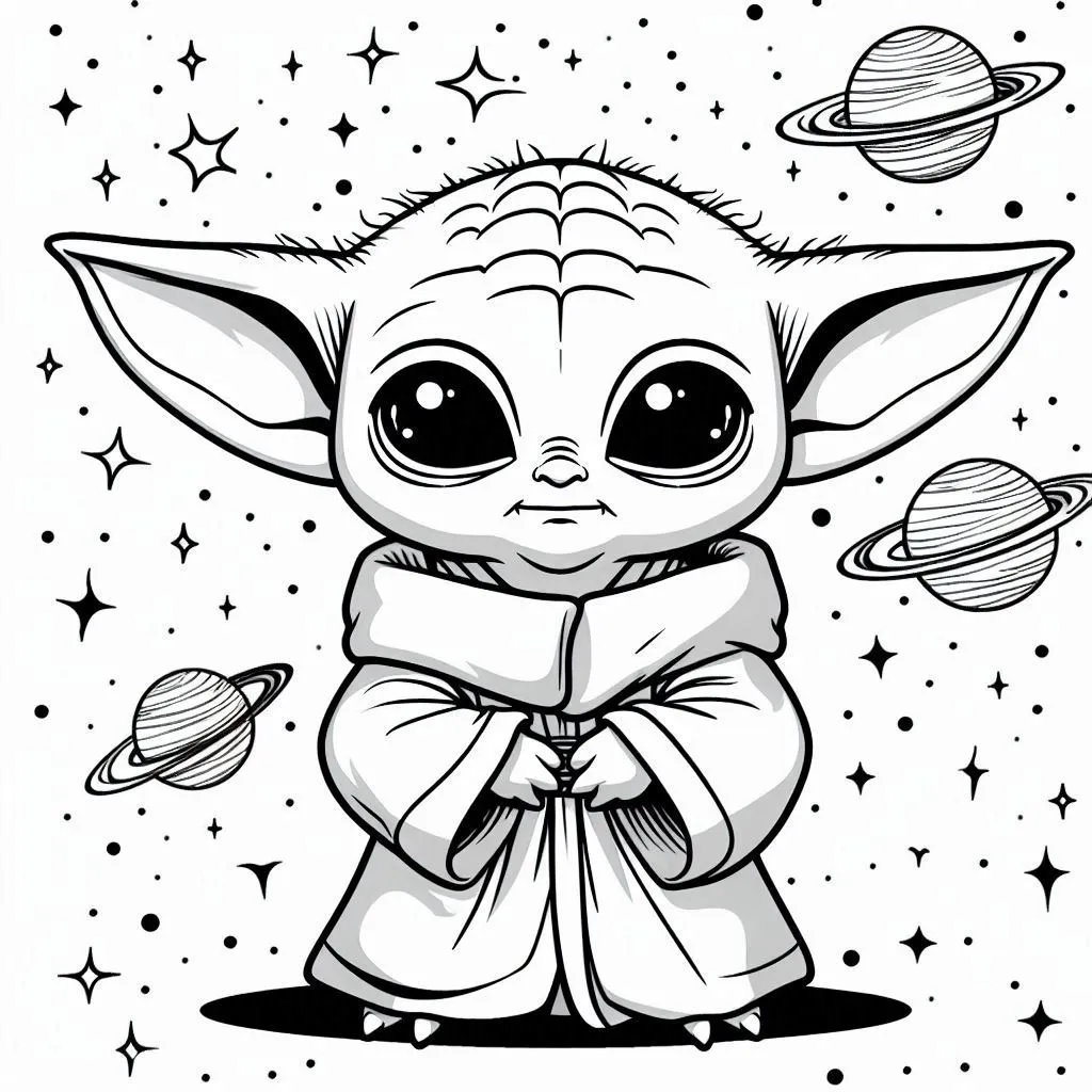 Kleurplaten Baby Yoda