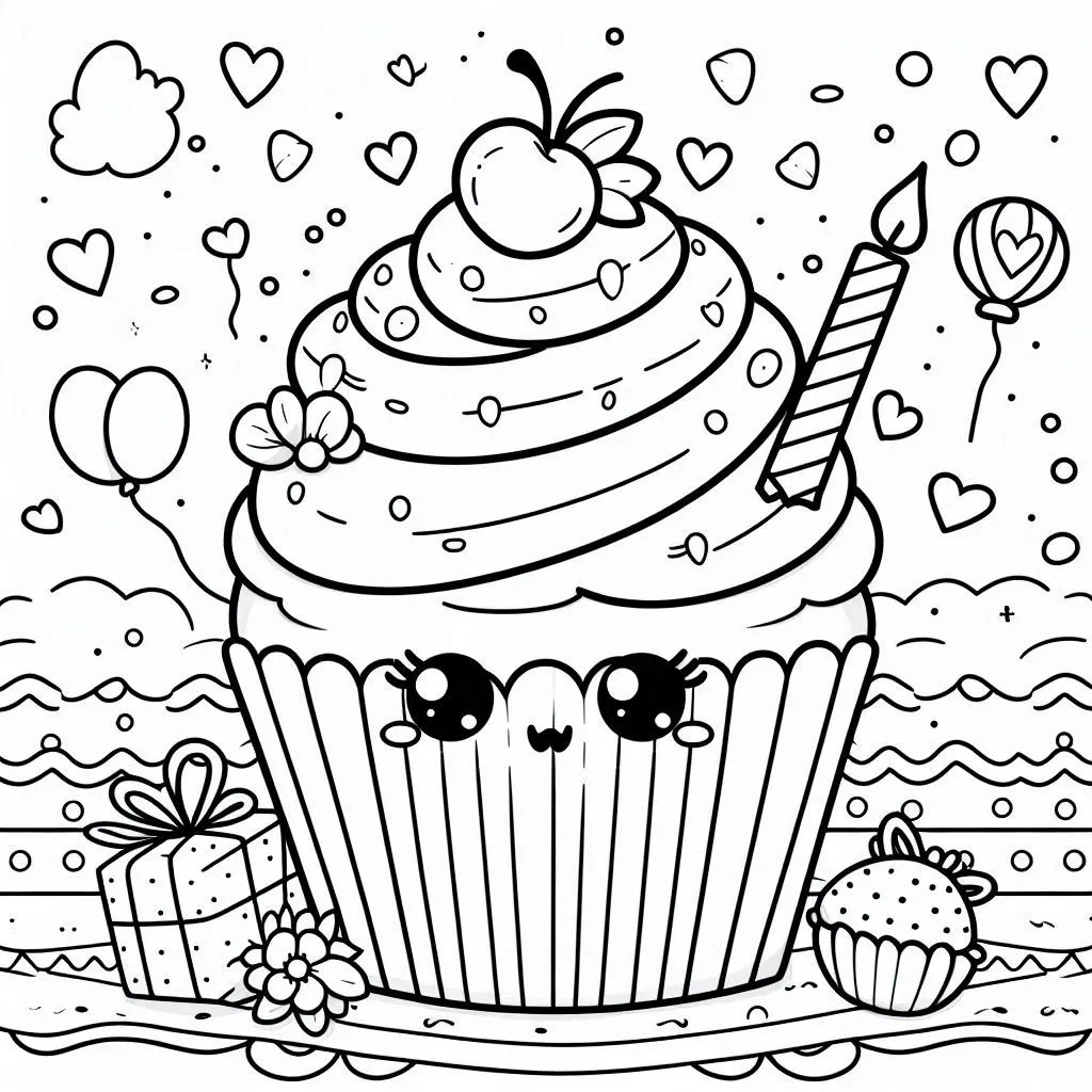 Kleurplaten cupcake tekening