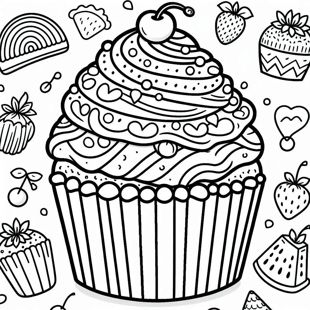 Kleurplaten cupcake